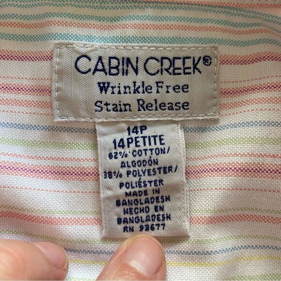 Cabin Creek Wrinkle Free Stain Release Button Up Stripe Shirt 14P Vintage - Picture 6 of 6